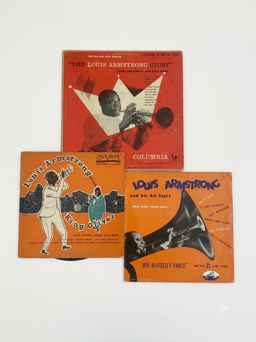 Vintage Louis Armstrong 33 1/3 LP Records - Set of 3 FF12